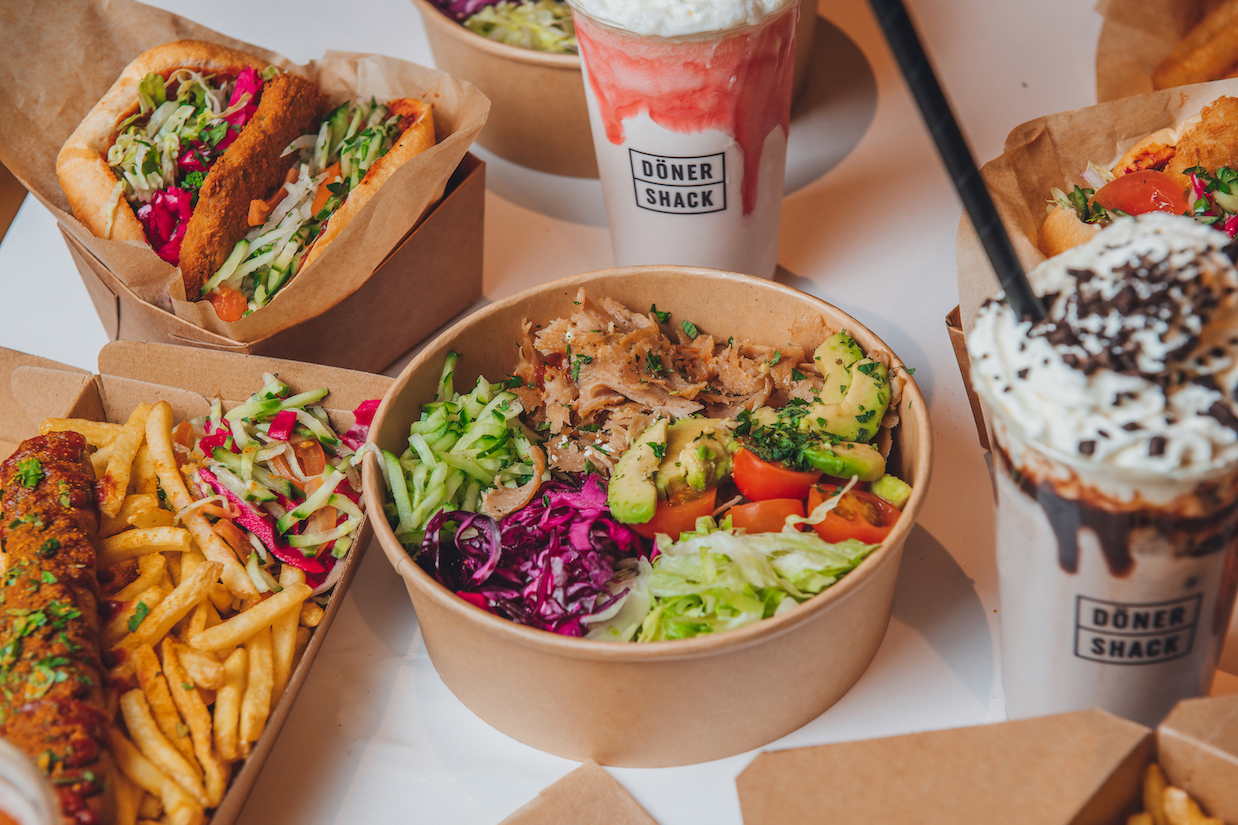 Selection of Döner Shack food and drinks
